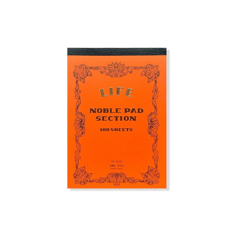 Life Stationery Japanese Paper 'Noble Note' Notepad Grid A5 - Orange